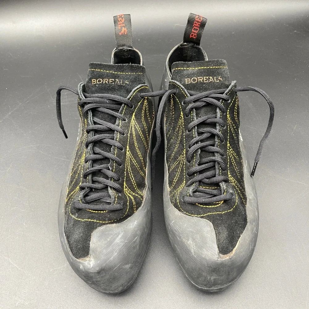Boreal Diablo Rock Climbing Shoes Mens 12.5 Black Yellow Suede Lace Up
